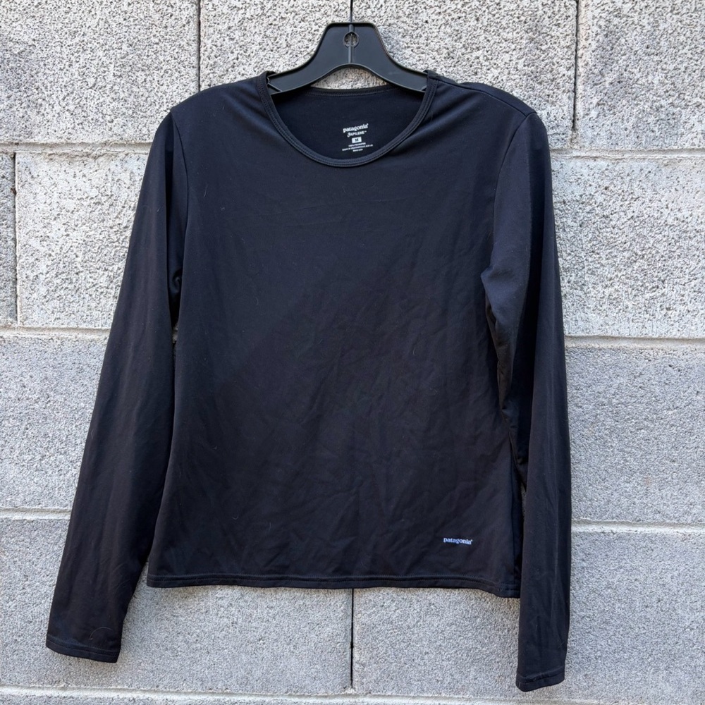 Patagonia Capilene Women Medium Performance Shirt Cool Black L/ Sleeve Baselayer